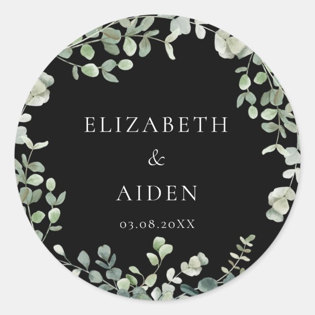 Sticker Rond Mariage d'eucalyptus (Devant)
