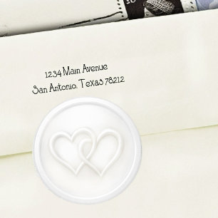 Sticker Rond Mariage Deux Cœurs Entrelacés Blanc