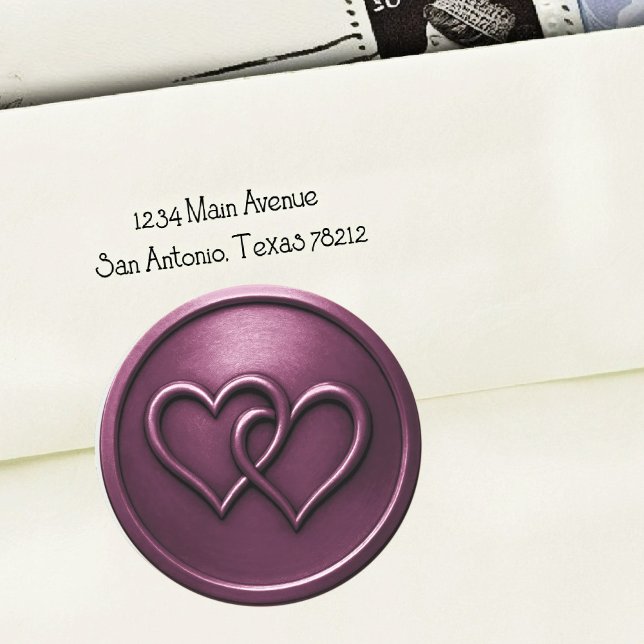 Sticker Rond Mariage Deux Cœurs Entrelacés Prune (Créateur téléchargé)