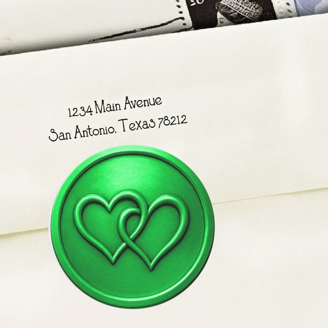Sticker Rond Mariage Deux Cœurs Entrelacés Vert (Créateur téléchargé)
