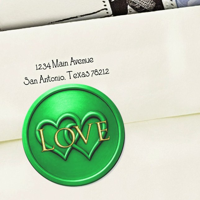 Sticker Rond Mariage Deux Cœurs Entrelacés Vert (Créateur téléchargé)