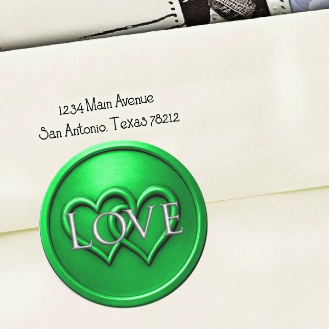 Sticker Rond Mariage Deux Cœurs Entrelacés Vert (Créateur téléchargé)