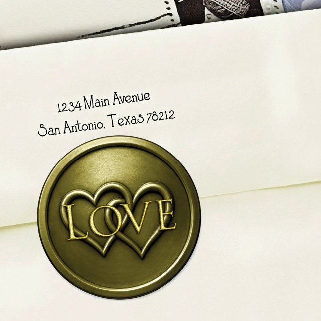 Sticker Rond Mariage Deux Cœurs Entrelacés Vert Olive (Créateur téléchargé)