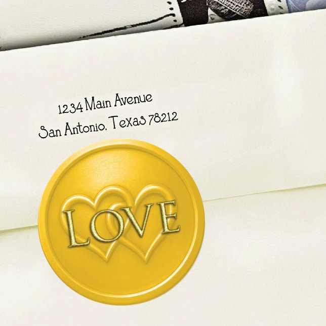 Sticker Rond Mariage Deux Cœurs Interconnectés Jaunes (Créateur téléchargé)
