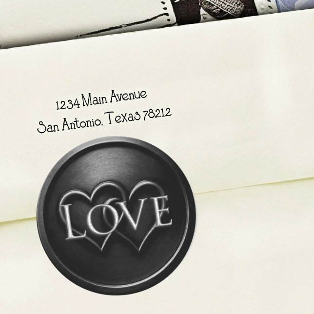 Sticker Rond Mariage Deux Cœurs Noirs Enlacés (Créateur téléchargé)