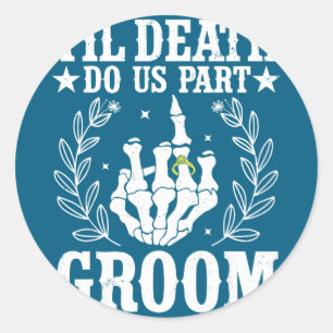 Sticker Rond Mariage d'Halloween jusqu'à ce que la mort nous sé