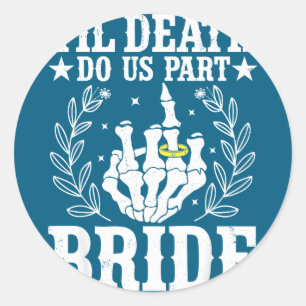 Sticker Rond mariage d'Halloween jusqu'à ce que la mort nous sé