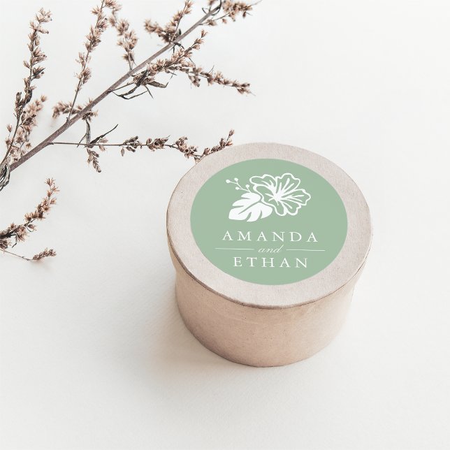 Sticker Rond Mariage d'Hibiscus (Créateur téléchargé)