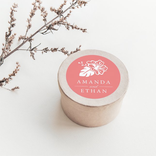 Sticker Rond Mariage d'Hibiscus (Créateur téléchargé)