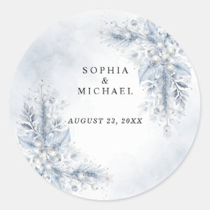 Sticker Rond Mariage d'hiver aux baies blanches gelées