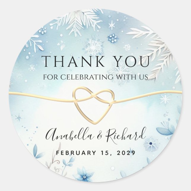 Sticker Rond Mariage d'hiver Merci Favor (Devant)