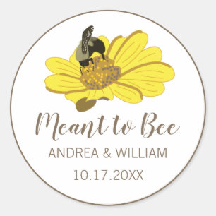 Sticker Rond Mariage d'illustration de la Fleur Jaune