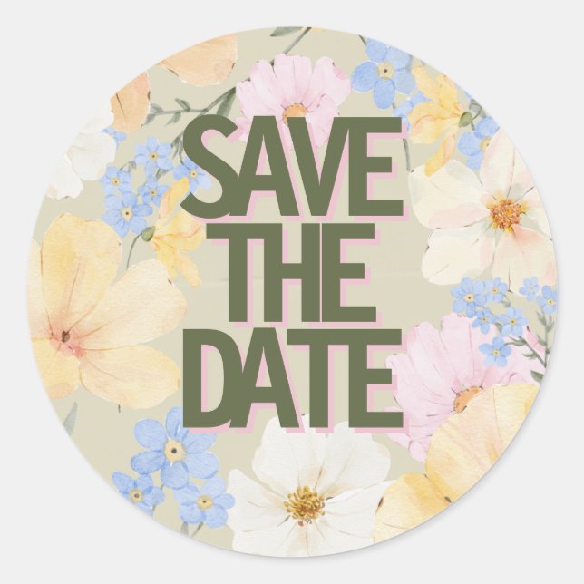 Sticker Rond Mariage d'illustration florale aquarelle (Devant)