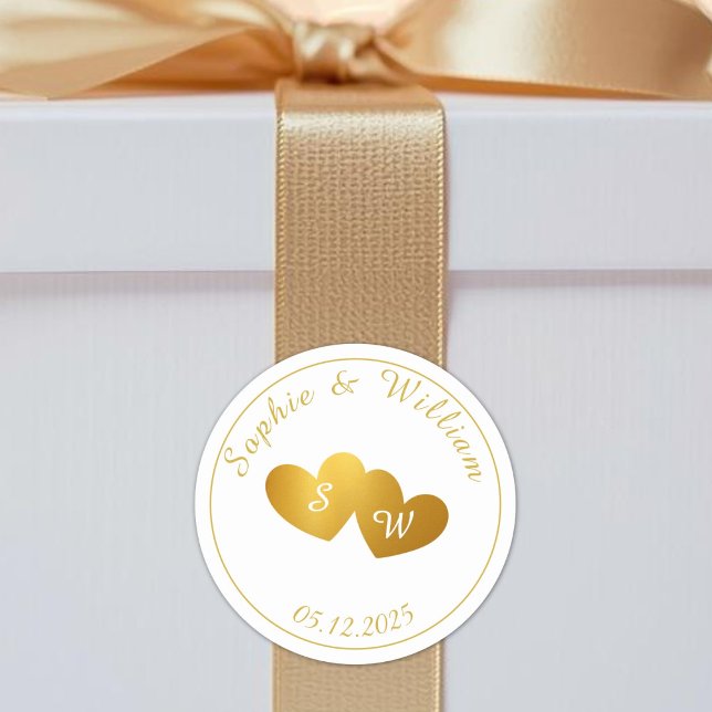 Sticker Rond Mariage d'initiaux de couples monographiques perso (Custom Monogram Couples Initials Wedding Classic Round Sticker)