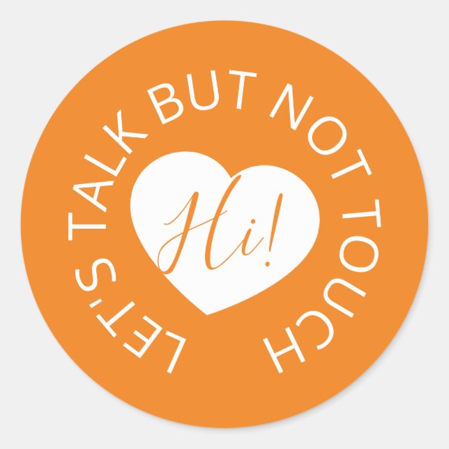 Sticker Rond Mariage distance sociale accueil coeur orange (Devant)