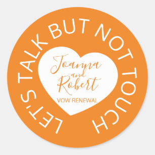 Sticker Rond Mariage distance sociale accueil coeur orange