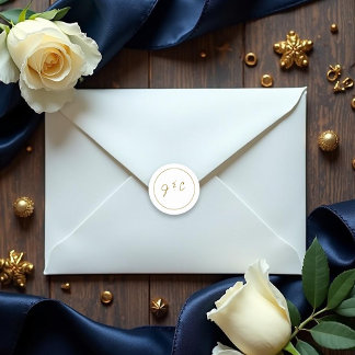 Sticker Rond Mariage d'or blanc Monogramme moderne