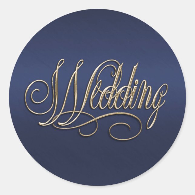 Sticker Rond Mariage d'or sur le sceau d'enveloppe de la Marine (Devant)