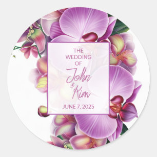 Sticker Rond Mariage d'orchidées florales