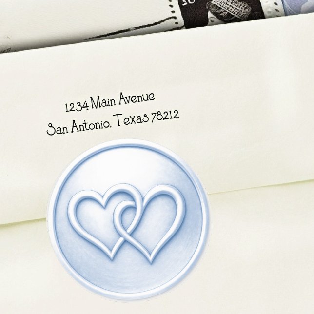 Sticker Rond Mariage Douceur Bleue Deux Cœurs Entrelacés (Créateur téléchargé)
