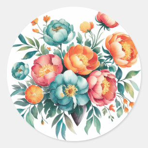 Sticker Rond Mariage du bouquet Radiant Peony