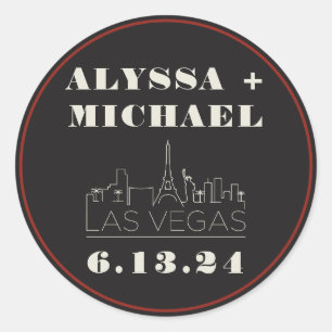 Sticker Rond Mariage du casino de Las Vegas Skyline