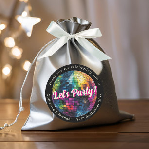 Sticker Rond Mariage du Party Disco Ball Sparkle Glam des année