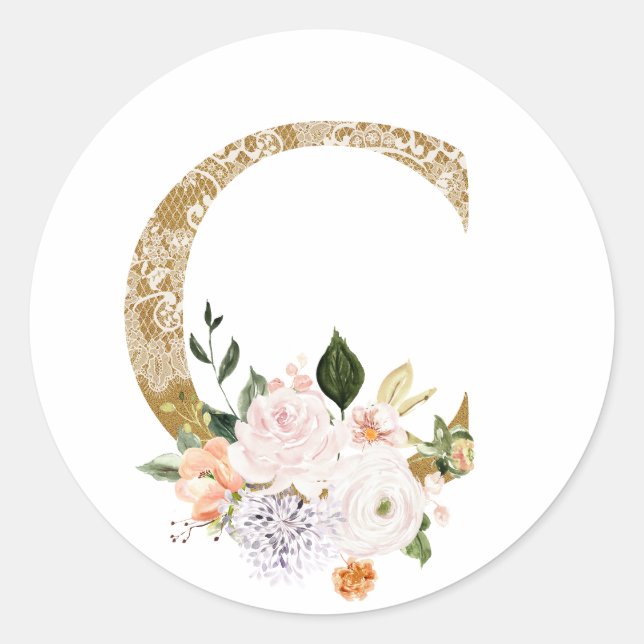 Sticker Rond Mariage du printemps d'été MONOGRAM C (Devant)