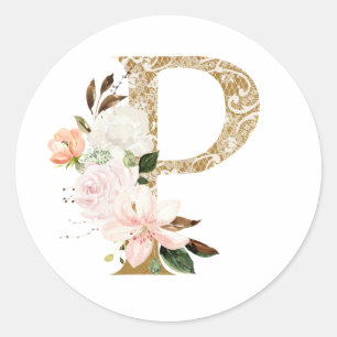 Sticker Rond Mariage du printemps d'été MONOGRAM P