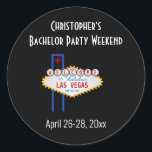 Sticker Rond Mariage du voyage de Las Vegas Bachelor Party<br><div class="desc">Aller à Las Vegas pour votre baccalauréat ? Alors ces autocollants seront parfaits pour vous aider à commémorer votre voyage avec les gars!</div>