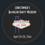 Sticker Rond Mariage du voyage de Las Vegas Bachelor Party<br><div class="desc">Aller à Las Vegas pour votre baccalauréat ? Alors ces autocollants seront parfaits pour vous aider à commémorer votre voyage avec les gars!</div>