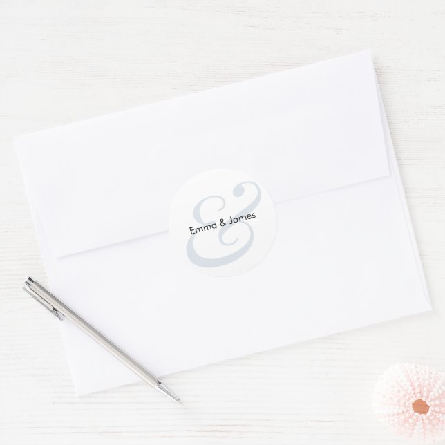 Sticker Rond Mariage Dusty Blue & Monogramme | Enveloppe (Enveloppe)