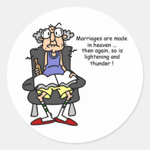 Sticker Rond Mariage, Éclair, Humour tonnerre