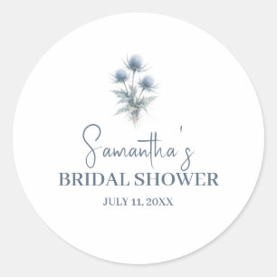 Sticker Rond Mariage Écossais Thistle Bleu Poussiéreux Floral