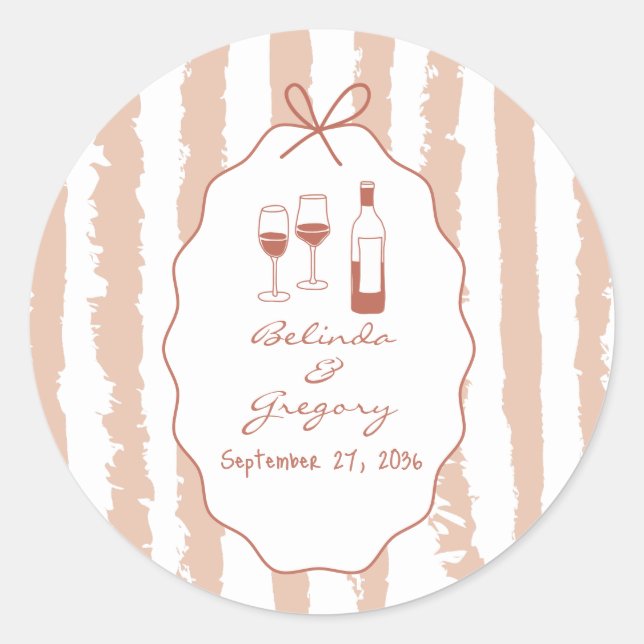 Sticker Rond Mariage écriture manuscrite rayures capricieuses  (Devant)
