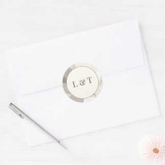 Sticker Rond Mariage éditorial moderne abstrait beige neutre