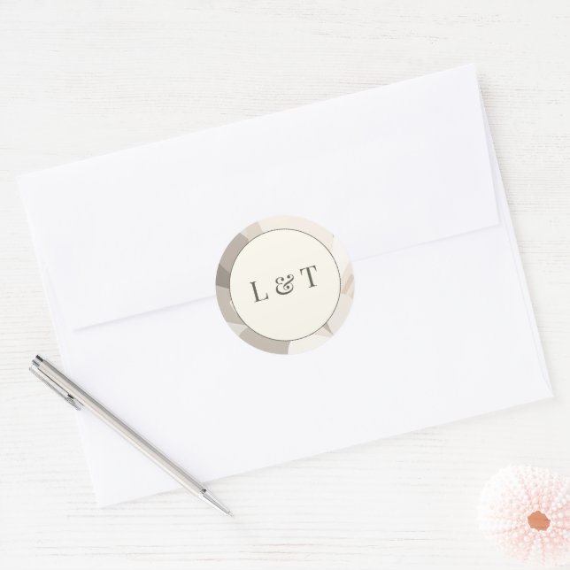 Sticker Rond Mariage éditorial moderne abstrait beige neutre (Enveloppe)