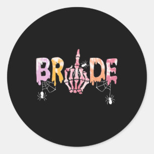 Sticker Rond Mariage Éffrayant Halloween Skeleton Bride Just Ma