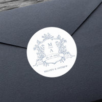 Mariage Élégant à Monogrammes avec Crête Florale B