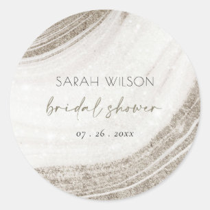 Sticker Rond Mariage élégant Abstrait Marbre Agate Or Pale