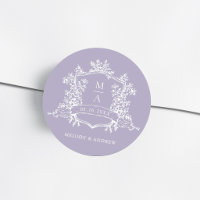 Mariage élégant au monogramme floral à la lavande