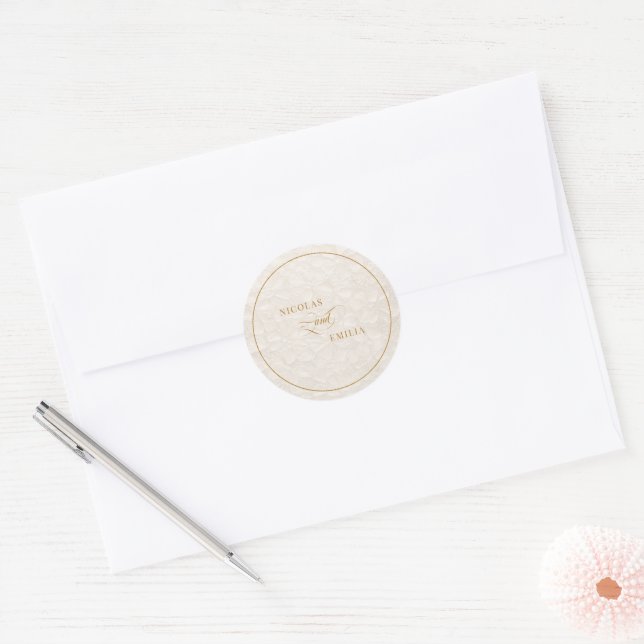 Sticker Rond Mariage Élégant Calligraphie Florale (Enveloppe)