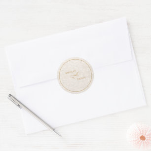 Sticker Rond Mariage Élégant Calligraphie Florale