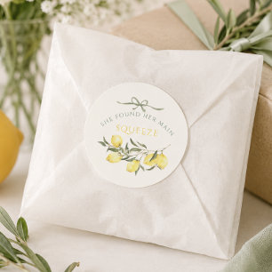 Sticker Rond Mariage Élégant Citron Sage Vert