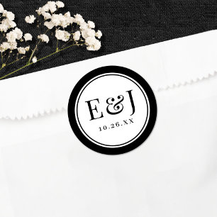 Sticker Rond Mariage Élégant Classique de Style Vintage avec Bo