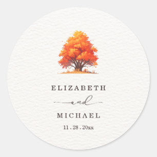 Sticker Rond Mariage élégant d'automne Tomber en amour