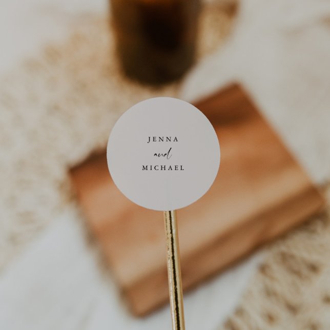 Sticker Rond Mariage élégant écriture beige clair (Créateur téléchargé)