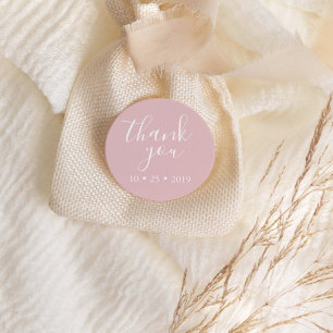 Sticker Rond Mariage élégant en Merci rose vif