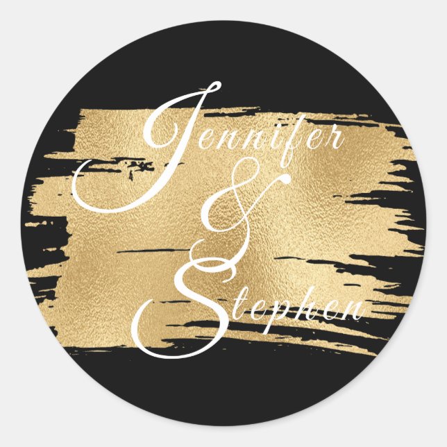 Sticker Rond Mariage Elegant Gold et Noir (Devant)