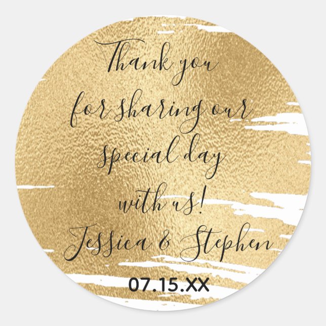 Sticker Rond Mariage Elegant Gold et Noir (Devant)